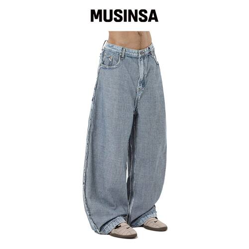 OY REVERSE 宽松版型裤子 - 蓝色 MUSINSA韩国官网直邮进口