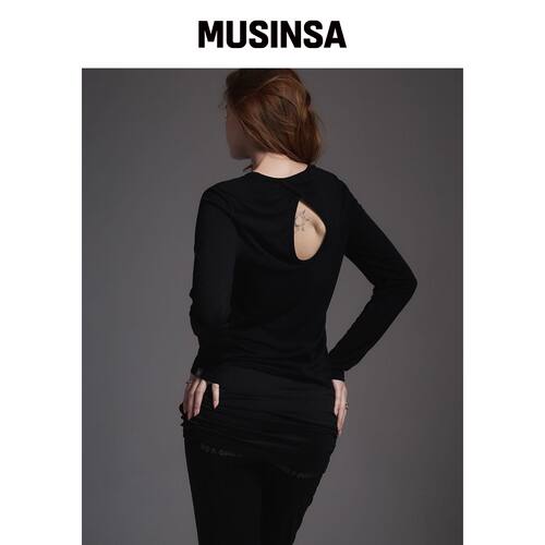 COOLSIS CS BACK HOLE LINE TOP-052 (BLACK)韩国官网直邮进口