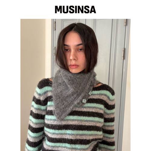 HERETIC BUTTON SCARF NECK WARMER / 炭灰色 MU韩国官网直邮进口