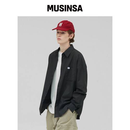 STENDS [M~4XL] FLOW棉质衬衫_深炭灰韩国官网直邮进口MUSINSA