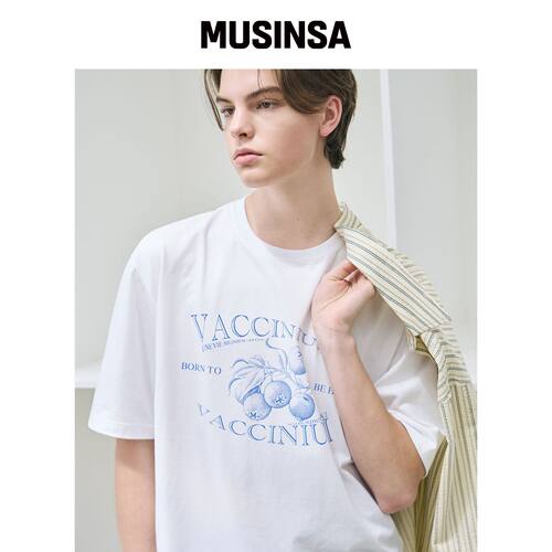 DRAW FIT 蓝莓印花T恤 [WHITE]韩国官网直邮进口MUSINSA