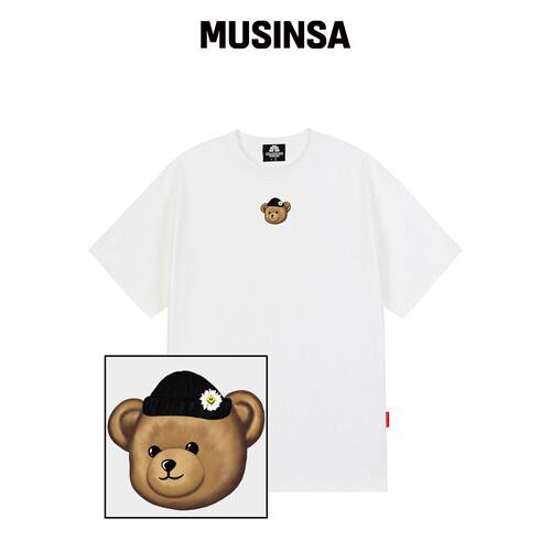 TRIPSHION BEANIE BEAR LOGO T恤 - WHITE MUSIN韩国官网直邮进口