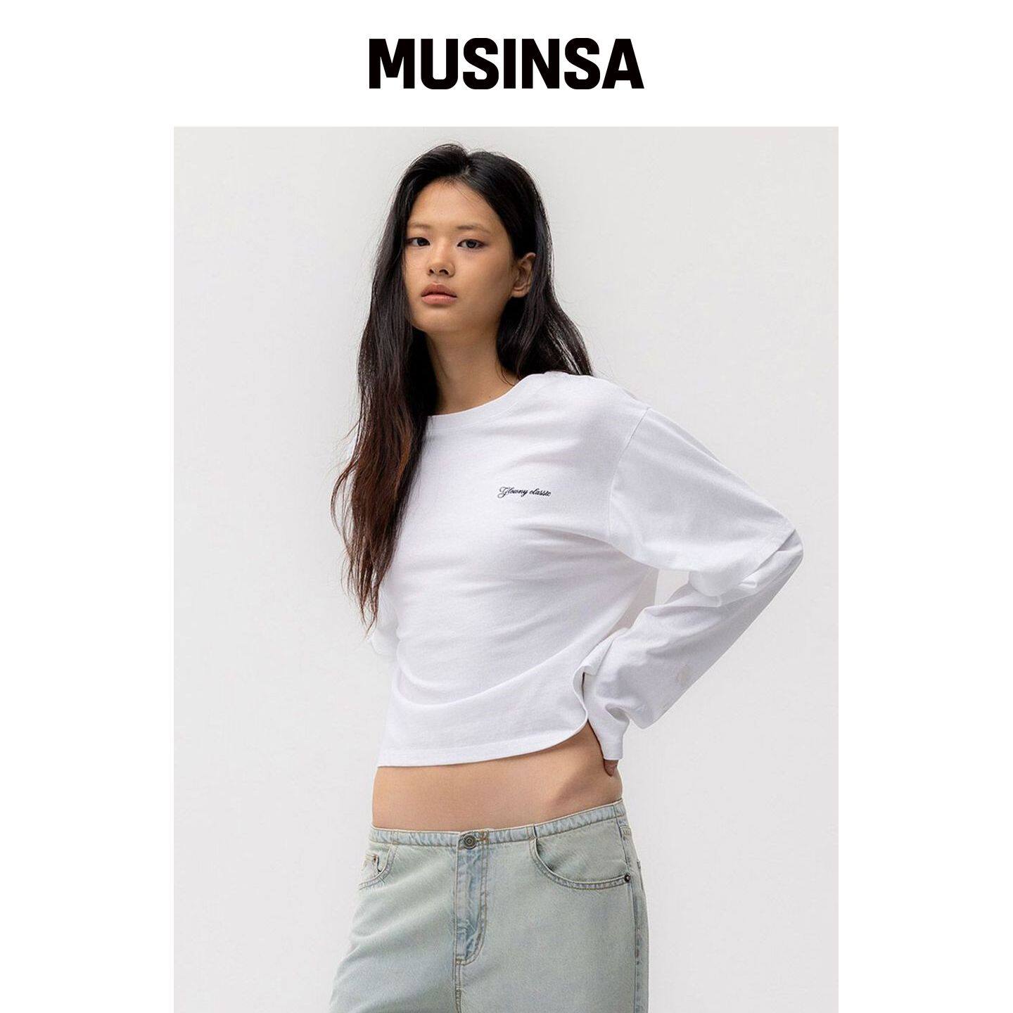 GLOWNY G DOUBLE SLEEVE LETTER TEE(白色) MU韩国官网直邮进口