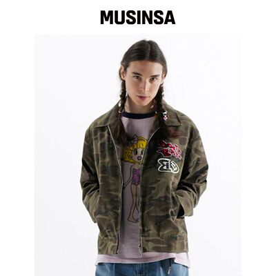 YOUTHBATH COLLAR ZIP UP JACKET_迷彩绿色韩国官网直邮进口