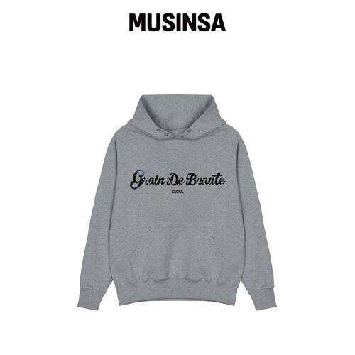 GRAIN DE BEAUTE REAL THREE LOGO HOODY [GRAY]韩国官网直邮进口