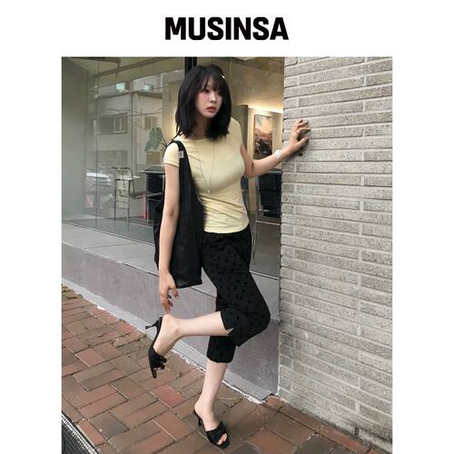MA JOURNEE DOT CAPRI PANTS_黑色 MUSINSA韩国官网直邮进口