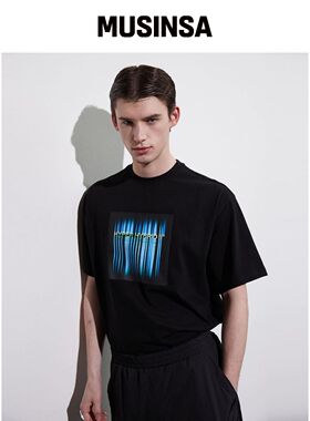 HYIIⁿ [UNISEX] L.E.D logo打印机T恤 黑色韩国官网直邮进口