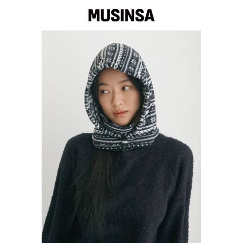 KOOKEESEE 抓绒巴拉克拉法帽（雪花黑） MUSINSA韩国直邮官方正品