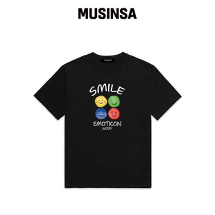 WISSY Smile Emoticon 短袖T恤 (WS007) 黑色 MU韩国官网直邮进口