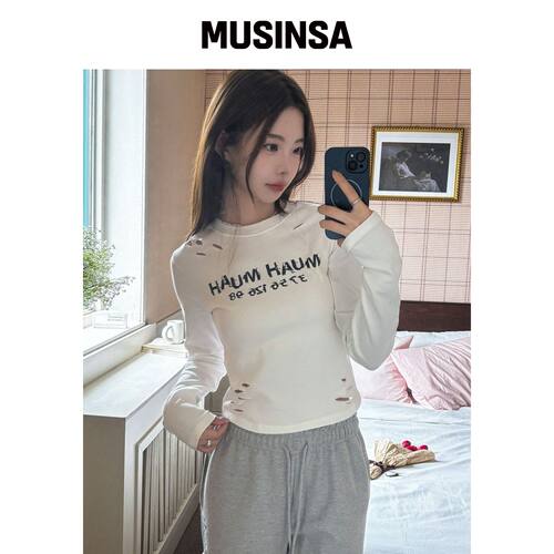 MUAHMUAH CRACK MUAA 打印机长袖T恤 [WHITE]韩国官网直邮进口