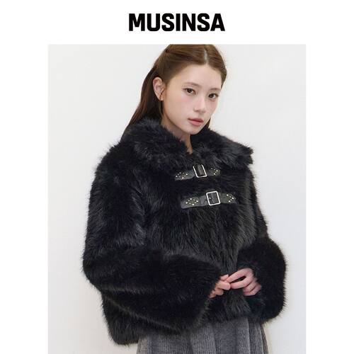 ILLIGO 毛绒短款外套 黑色 MUSINSA韩国官网直邮进口