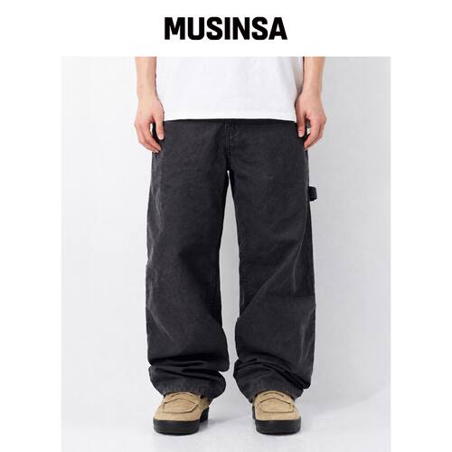 QT8 GARMENTS LB水洗牛津工装裤（黑色） MUSINS韩国官网直邮进口