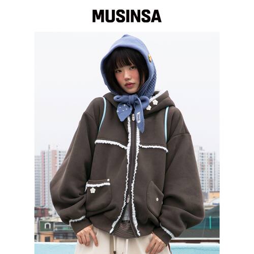 RuNaKi'Hu' 秋卫衣连帽棕色时尚百搭新款MUSINSA韩国官