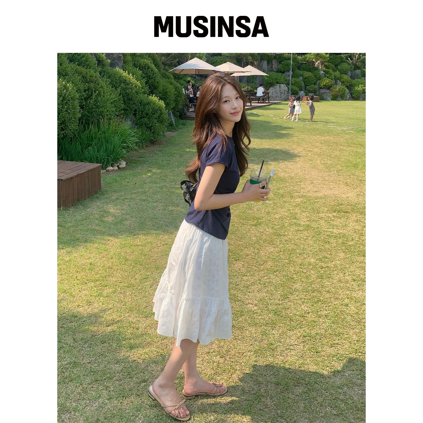 TTUDEMENT EYELET RIBBON MIDI SKIRT_WHITE MUS韩国官网直邮进口