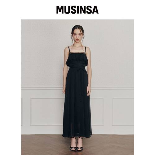 PAINORPLEASURE MOONRISE DRESS 黑色 MUSINSA韩国官网直邮进口