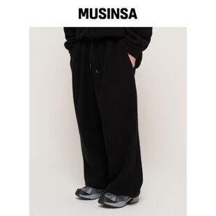 CARGOBROS 特迪宽松绒面宽腿裤(黑色) MUSINSA韩国直邮官方正品