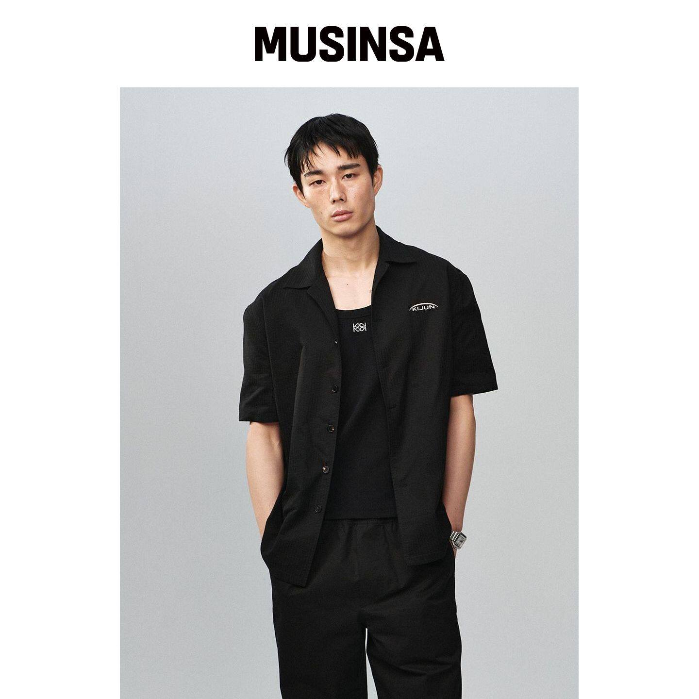 KIJUN MEN 缝制棉质衬衫 黑色 MUSINSA韩国官网直邮进口