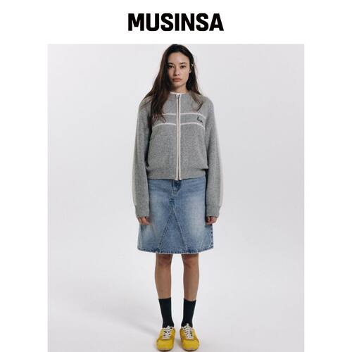 HAAG 半身裙一条浅蓝色牛仔裙裙子简约 MUSINSA韩国官网直邮进口