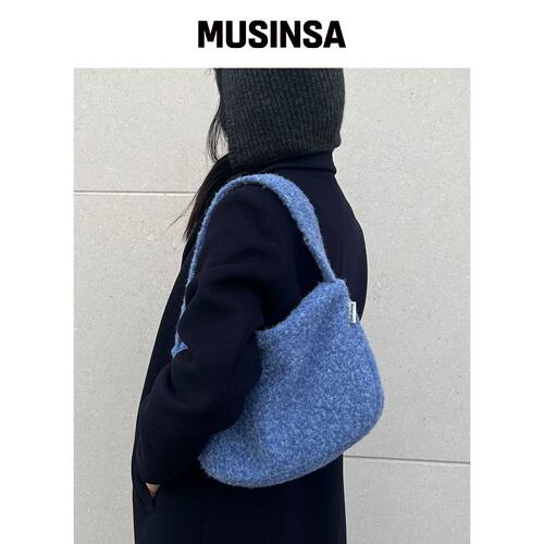 MUCU AND EBONY Boucle 手提包 _ 蓝色 MUSINSA韩国官网直邮进口