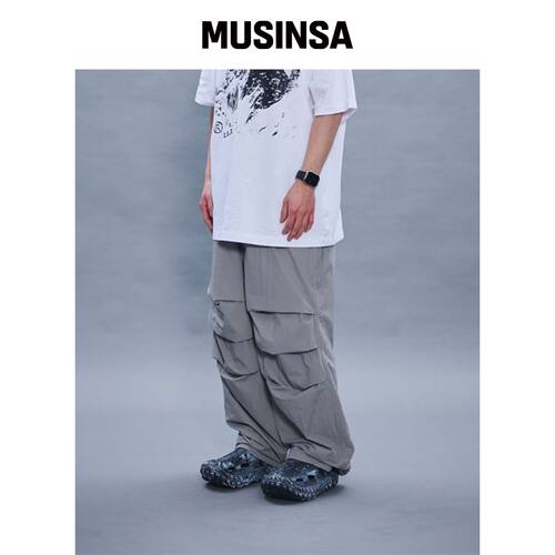 EXHIT STRING PARACHUTE PANTS 灰色韩国官网直邮进口MUSINSA