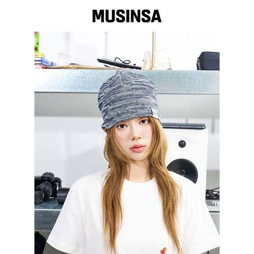 NOT NEW nn Label Melange Beanie 海军蓝韩国官网直邮进口