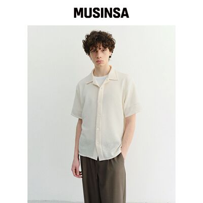 DUNST FOR MEN OPEN COLLARED CROCHET SHIRT_UD韩国官网直邮进口