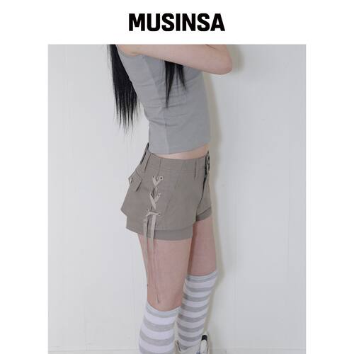 41PRAY 层叠系带短裙 / 卡其棕色 MUSINSA韩国直邮官方正品
