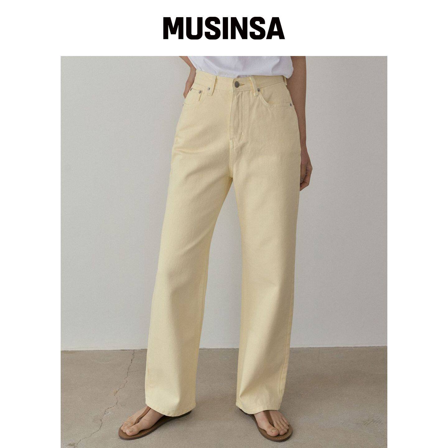 REORG WOI 宽松棉质裤子 奶油黄色 MUSINSA韩国直邮官方正品