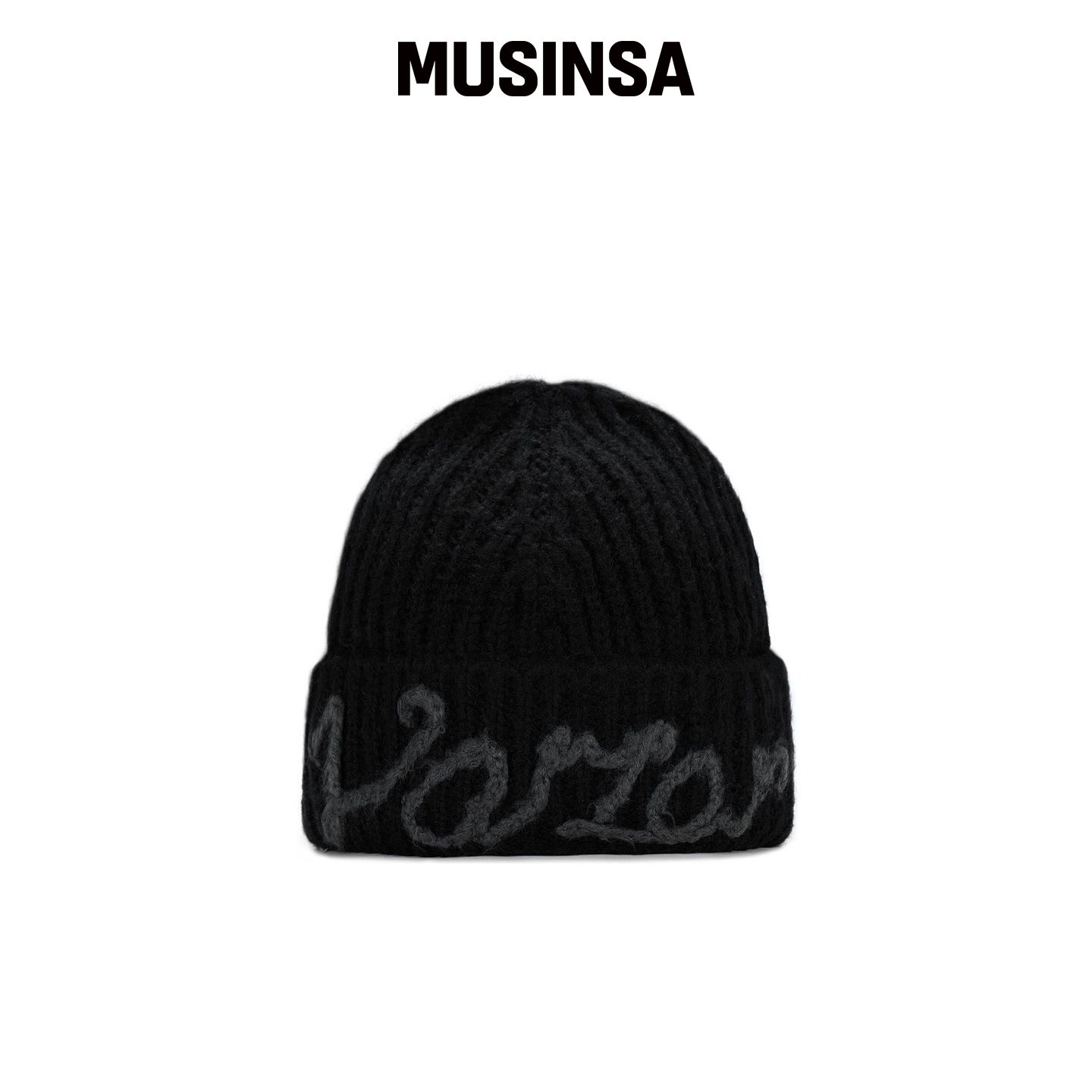 VARZAR 巴扎尔手柄logo黑色毛线帽 MUSINSA韩国直邮官方正品