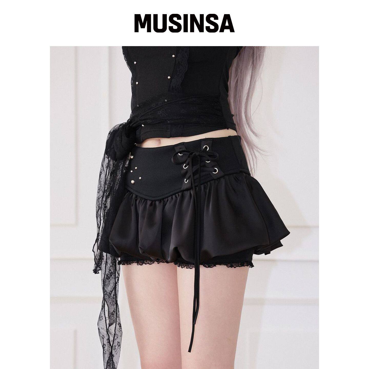 CHERRYQUIRI corset bubble skort - 黑色 MUSIN韩国官网直邮进口