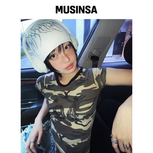 CHICKS 星迷彩修身T恤 米色 MUSINSA韩国直邮官方正品