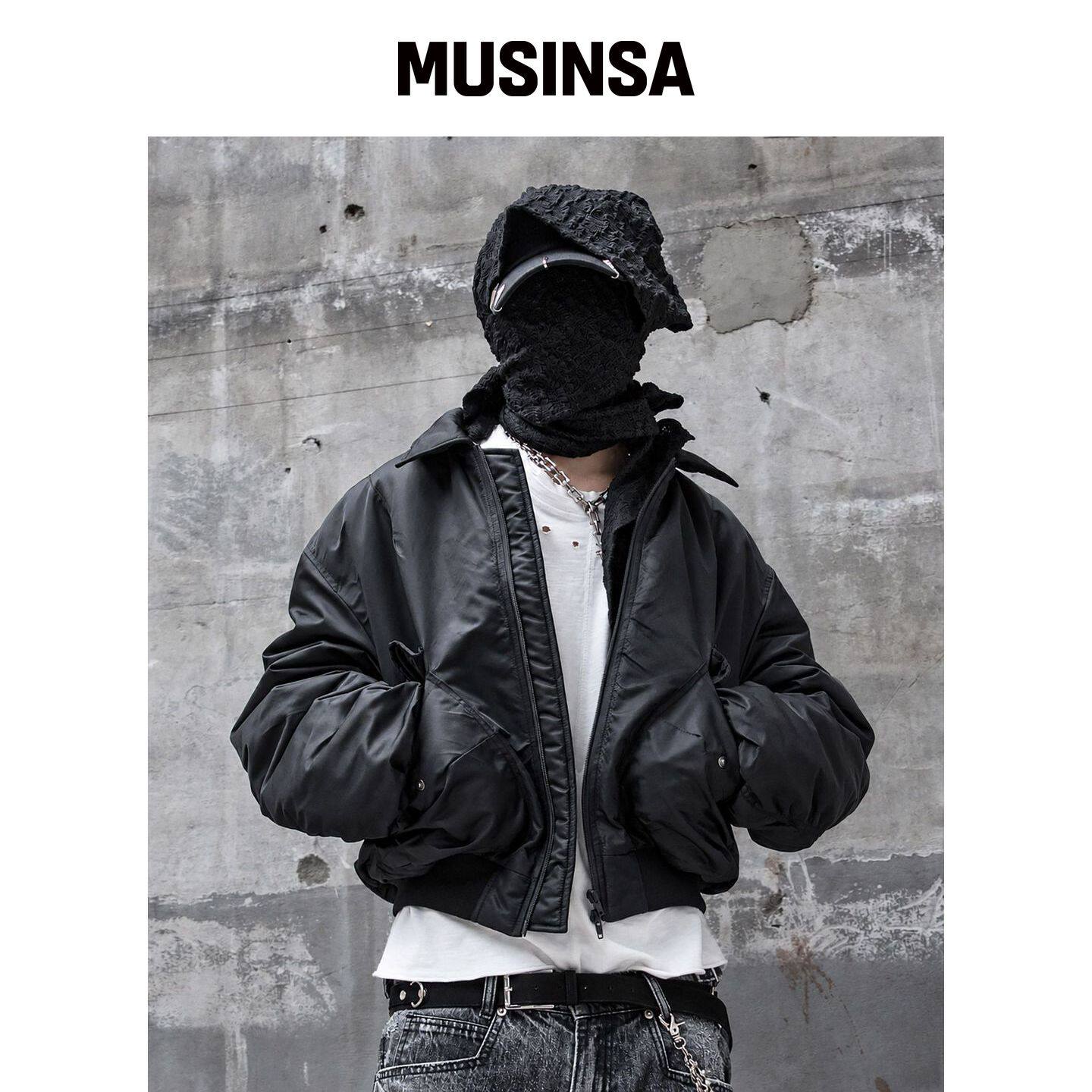 ROARINGRAD 26 褶皱短款飞行夹克 黑色 MUSINSA韩国官网直邮进口