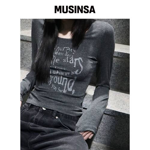 CHICKS 长袖T恤 Charcoal MUSINSA韩国直邮官方正品