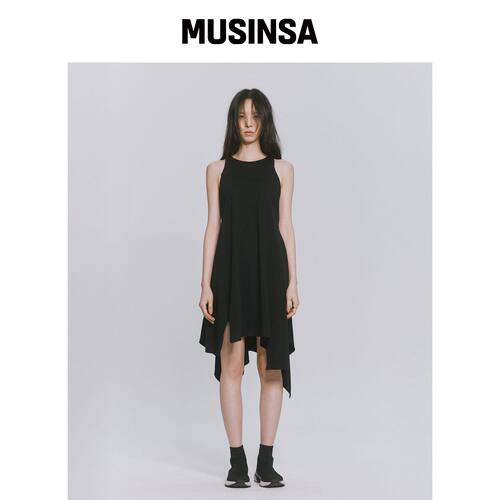 MONOPHOBIA AM CUTTING COTTON JERSEY DRESS 黑韩国官网直邮进口