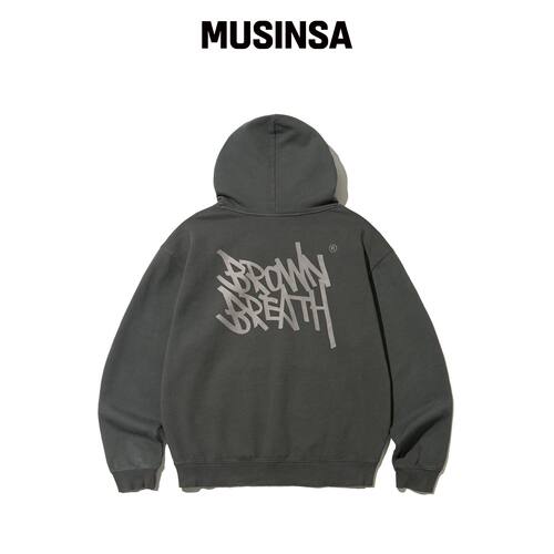 BROWNBREATH PIGMENT TAG 连帽卫衣 - 煤灰色 MU韩国官网直邮进口