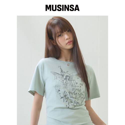 LUVISTRUE EL ANGELIC 图案T恤（绿色） MUSINSA韩国直邮官方正品