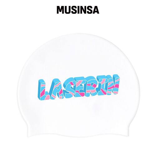 LASERIN 粉色波浪泳帽 白色 MUSINSA韩国官网直邮进口