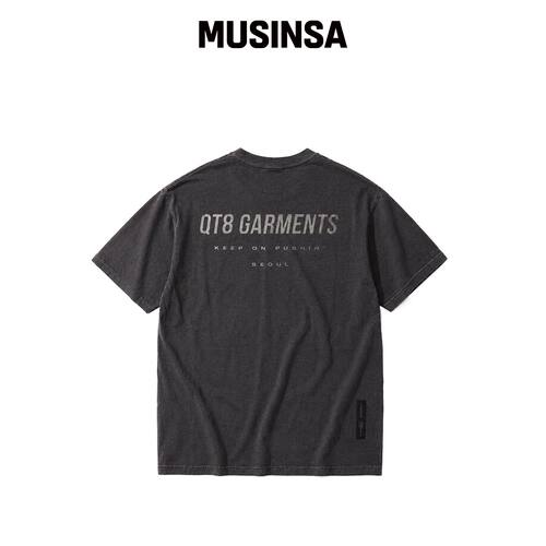 QT8 GARMENTS LB Pigment 简约logo T恤（炭灰色韩国官网直邮进口