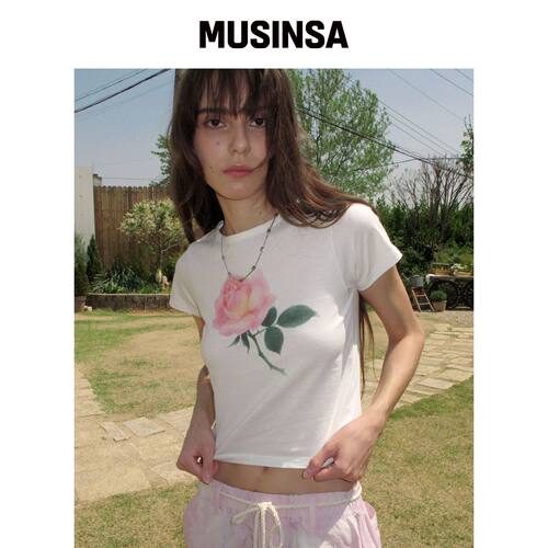 CENTAUR.KR ROSI CROP T-SHIRT 白色 MUSINSA韩国官网直邮进口