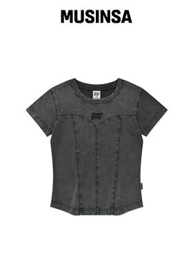 BROWNBREATH W PANEL CORSET TEE - 煤灰色韩国官网直邮进口