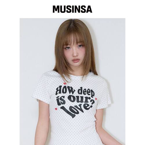 LUVISTRUE LOVE 修身版圆点T恤（白色） MUSINSA韩国官网直邮进口