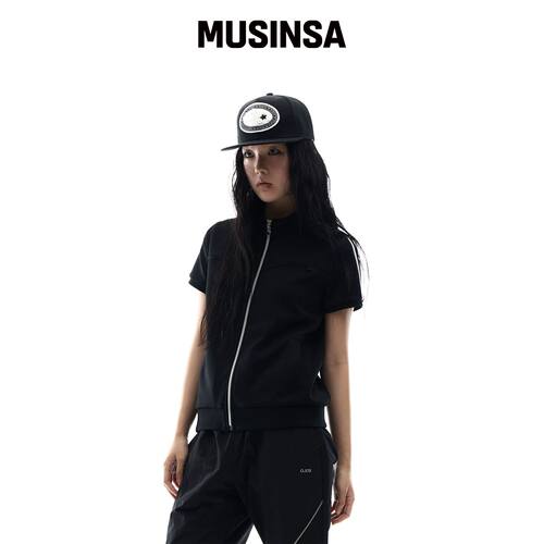 OJOS 金属胶带拉链外套 / 黑色 MUSINSA韩国官网直邮进口