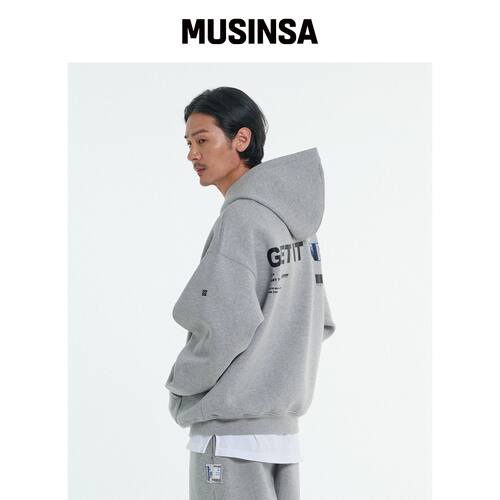 GET IT ON 签名连帽卫衣_灰色韩国官网直邮进口MUSINSA