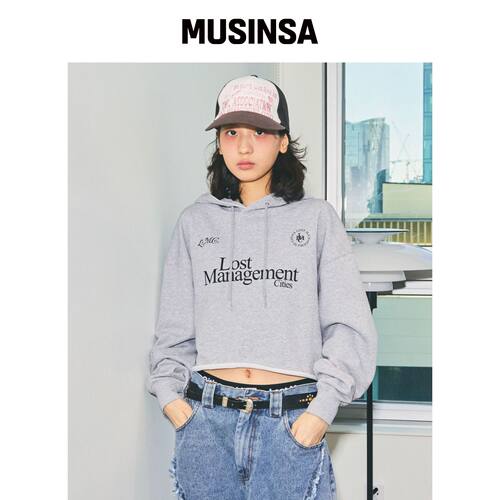 LMC WM RAW EDGE 裁剪连帽卫衣 灰色韩国官网直邮进口MUSINSA