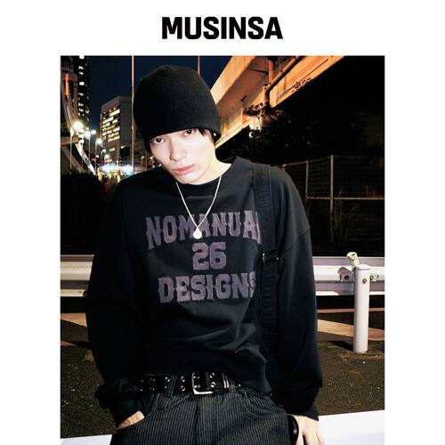NOMANUAL N.D.A 短款卫衣 - 黑色 MUSINSA韩国官网直邮进口
