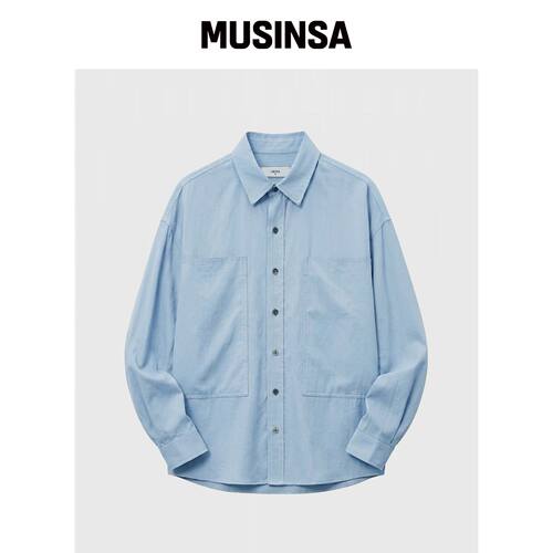 LMOOD 斯蒂奇宽松版衬衫天蓝色 MUSINSA韩国直邮官方正品