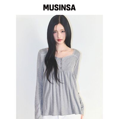 ILLIGO 翻领褶皱长袖混色上衣 MUSINSA韩国官网直邮进口