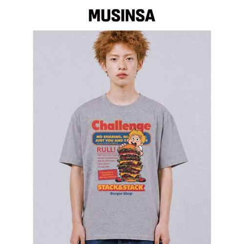 QT8 GARMENTS LB Burger Challenge 水洗T恤（灰韩国官网直邮进口