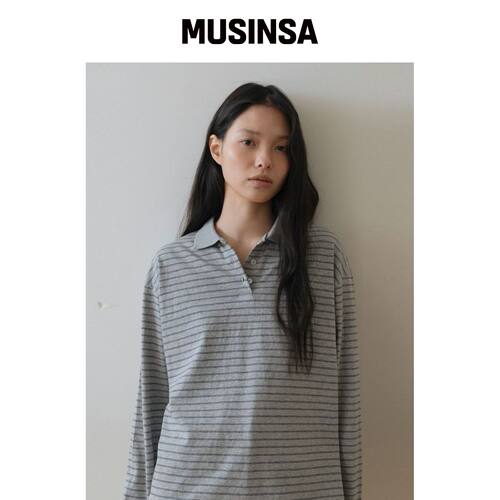 UNNOUT MINIMAL COLLARED T-SHIRT GREY MUSINSA韩国直邮官方正品