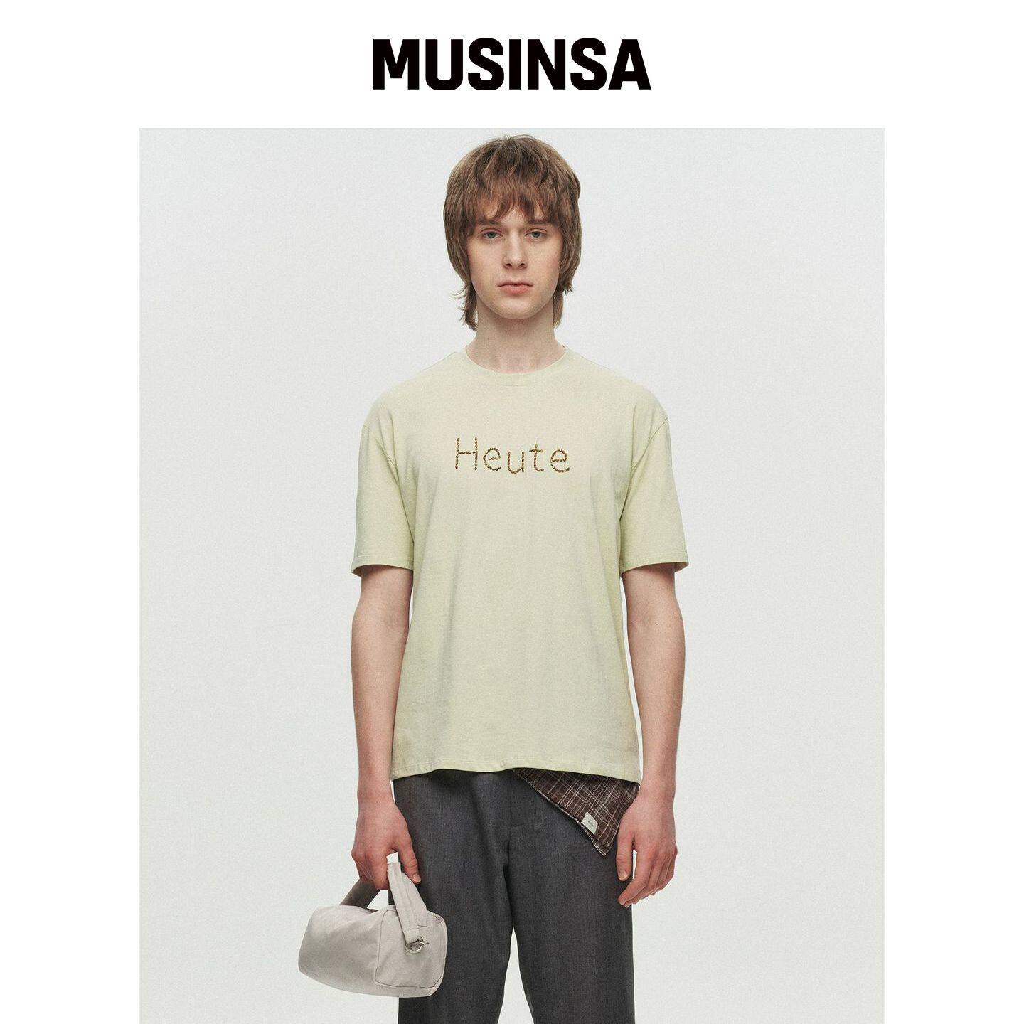 HEUTE 珠饰LOGO T恤(薄荷色) MUSINSA韩国直邮官方正品